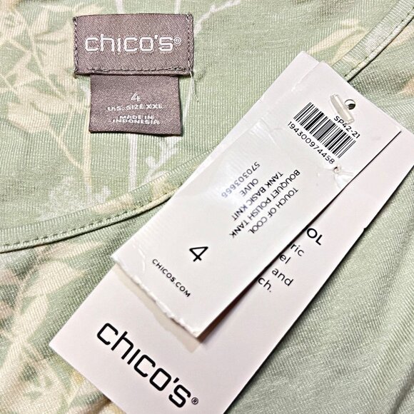 Chico's Floral Tank Top Basic Knit Blouse The Touch of Cool Polished Pullover - Picture 11 of 11